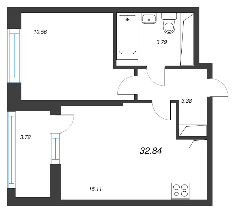 2 ккв (Евро) 32,8 м²