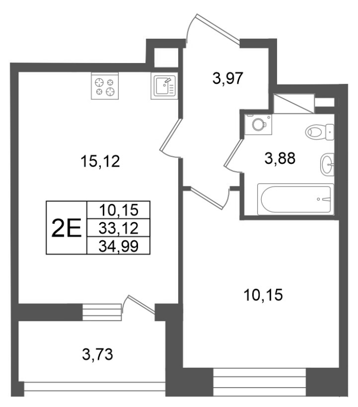 2 ккв (Евро) 33,1 м²