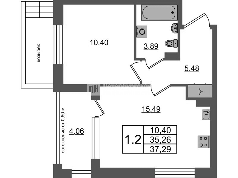 2 ккв (Евро) 35,3 м²
