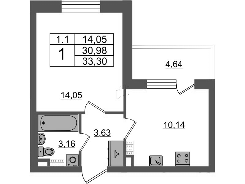 1 ккв 31 м²