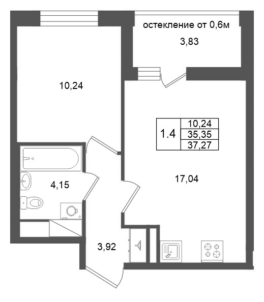 2 ккв (Евро) 35,4 м²