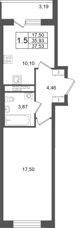 1 ккв 35,9 м²
