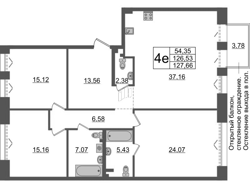 4 ккв (Евро) 126,5 м²