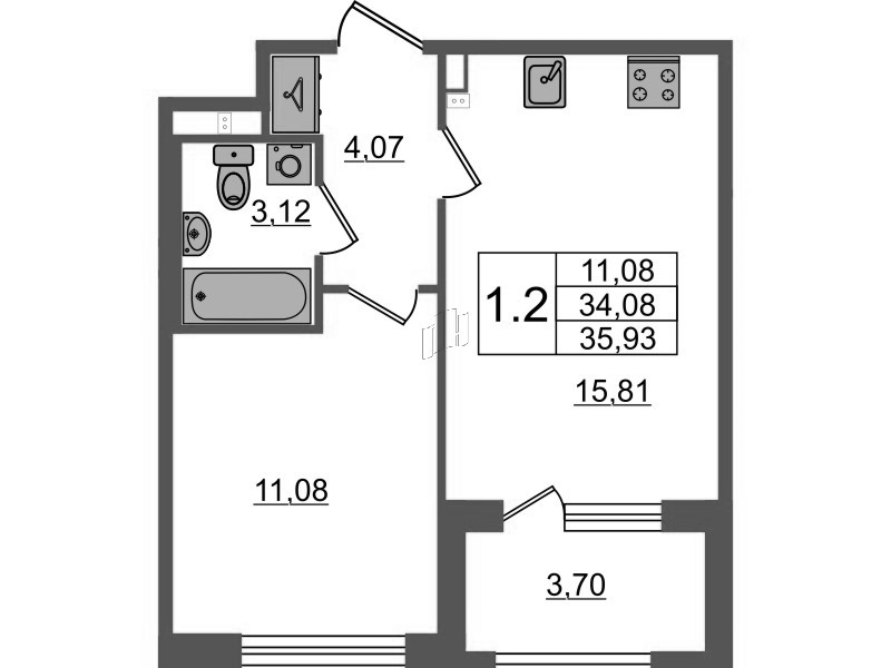 2 ккв (Евро) 34,1 м²