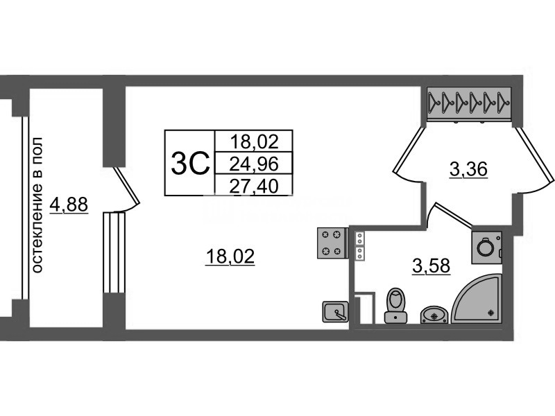 Студия 25 м²