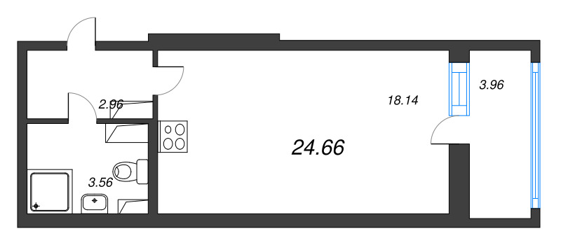 Студия 24,7 м²