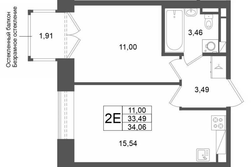 2 ккв (Евро) 33,5 м²