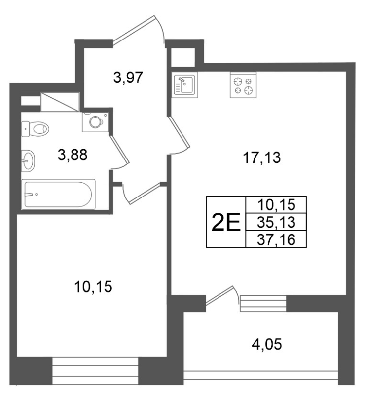 2 ккв (Евро) 35,1 м²