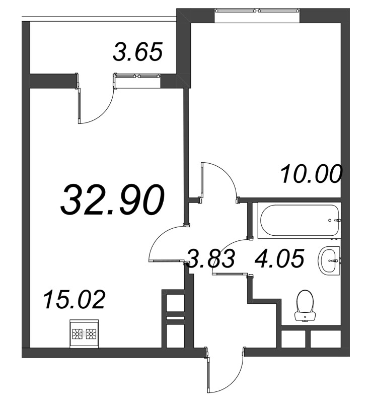 2 ккв (Евро) 32,9 м²