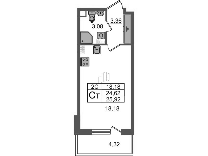 Студия 24,6 м²