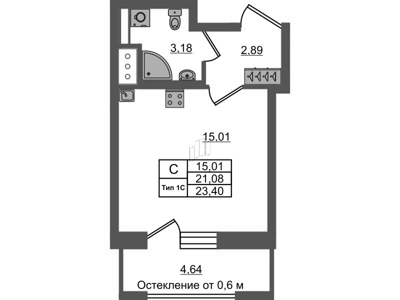Студия 21,1 м²