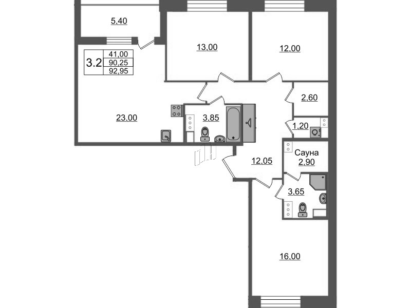 4 ккв (Евро) 90,3 м²