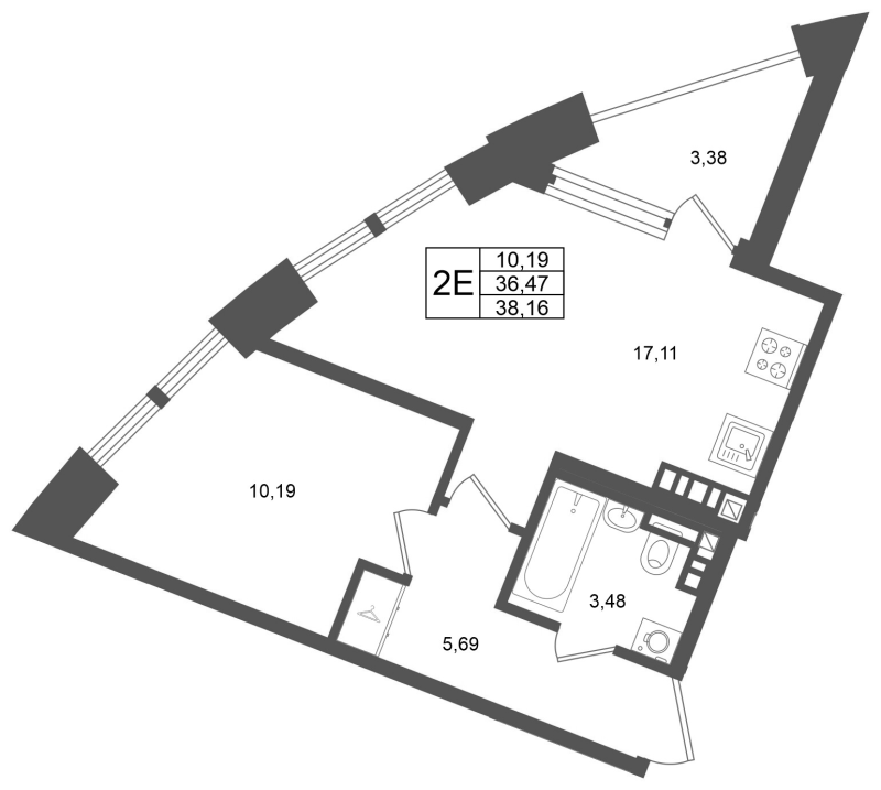 2 ккв (Евро) 36,5 м²