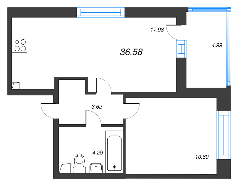2 ккв (Евро) 36,6 м²