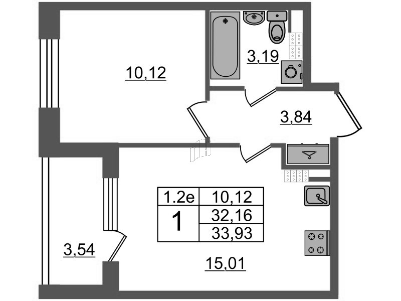 2 ккв (Евро) 32,2 м²