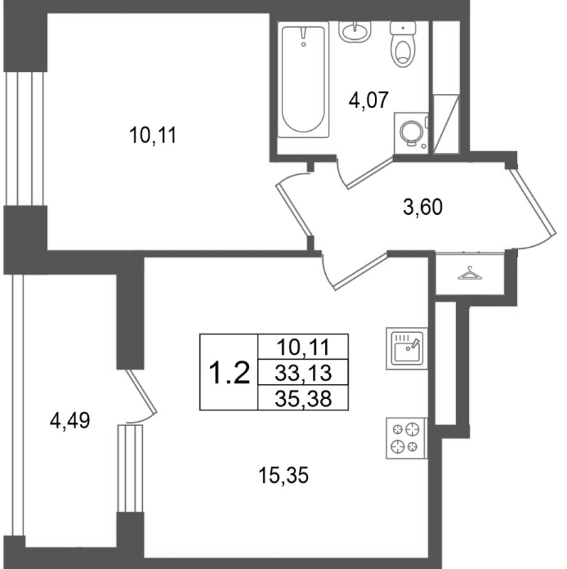 2 ккв (Евро) 33,1 м²