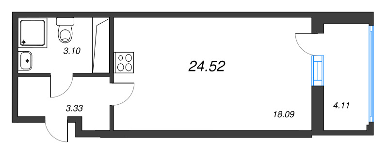 Студия 24,5 м²