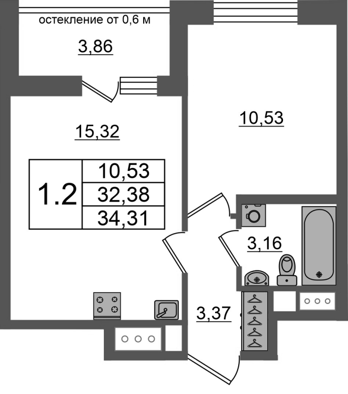 2 ккв (Евро) 32,4 м²