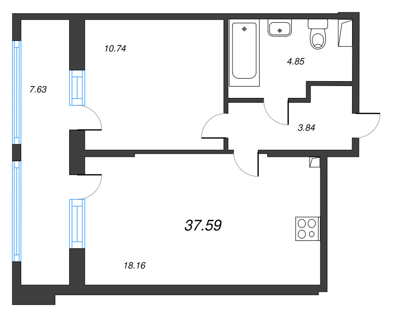 2 ккв (Евро) 37,6 м²