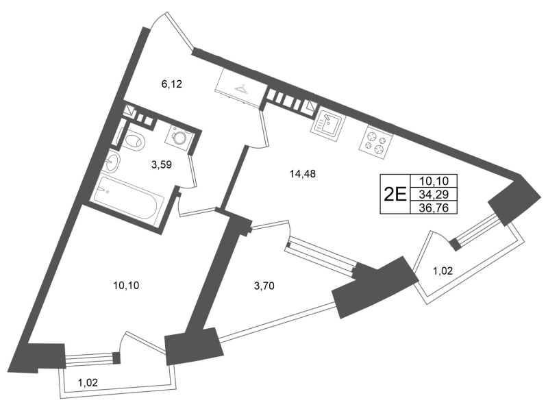 1 ккв 34,3 м²