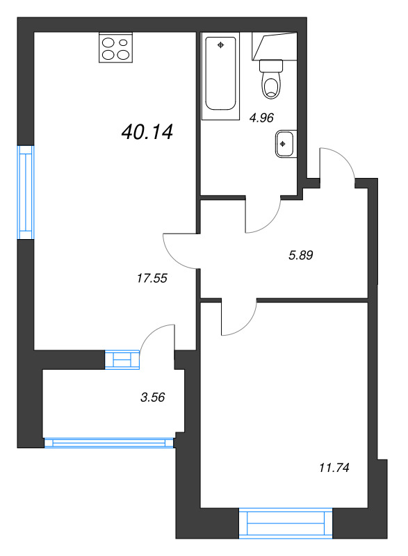 2 ккв (Евро) 40,1 м²