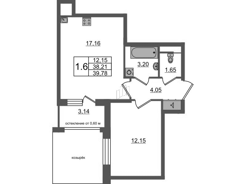 2 ккв (Евро) 38,2 м²