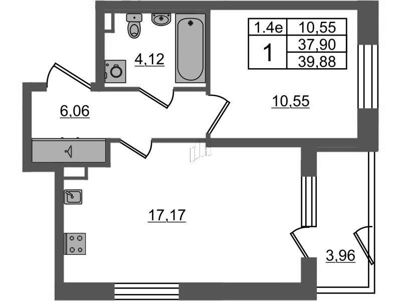 2 ккв (Евро) 37,9 м²