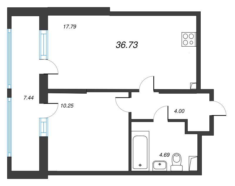 2 ккв (Евро) 36,7 м²