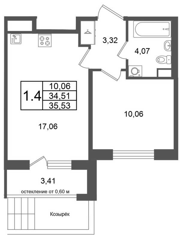 2 ккв (Евро) 34,5 м²