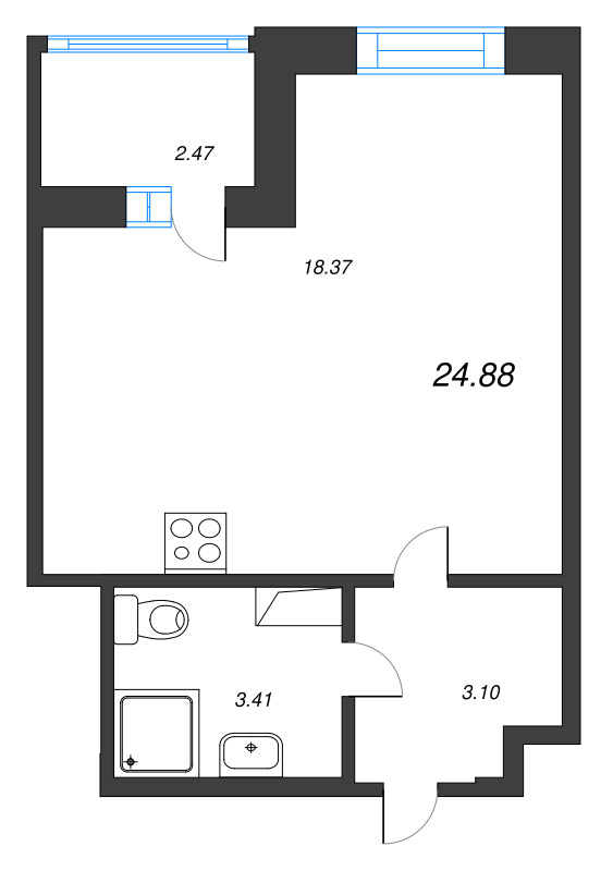 Студия 24,9 м²