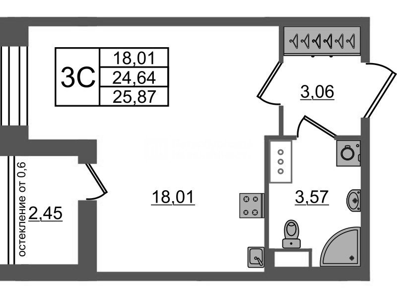 Студия 24,6 м²