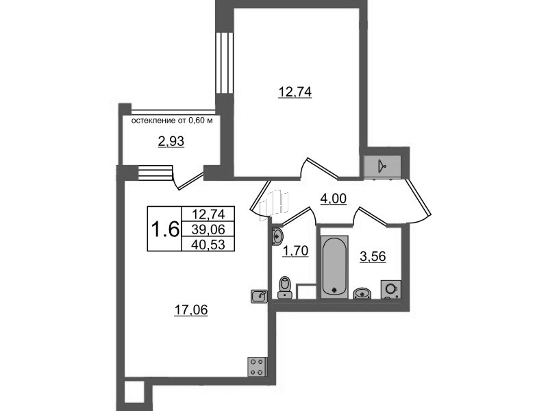 2 ккв (Евро) 39,1 м²
