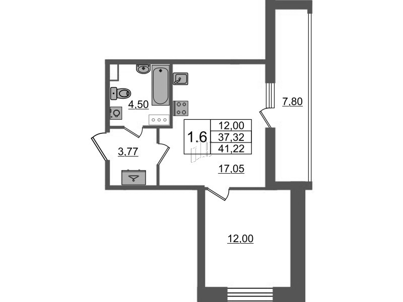 2 ккв (Евро) 37,3 м²