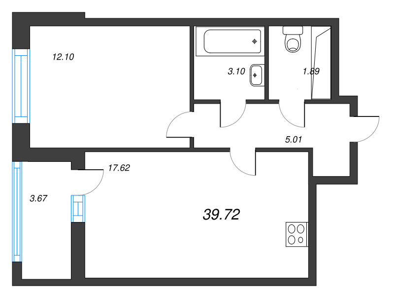 2 ккв (Евро) 39,7 м²