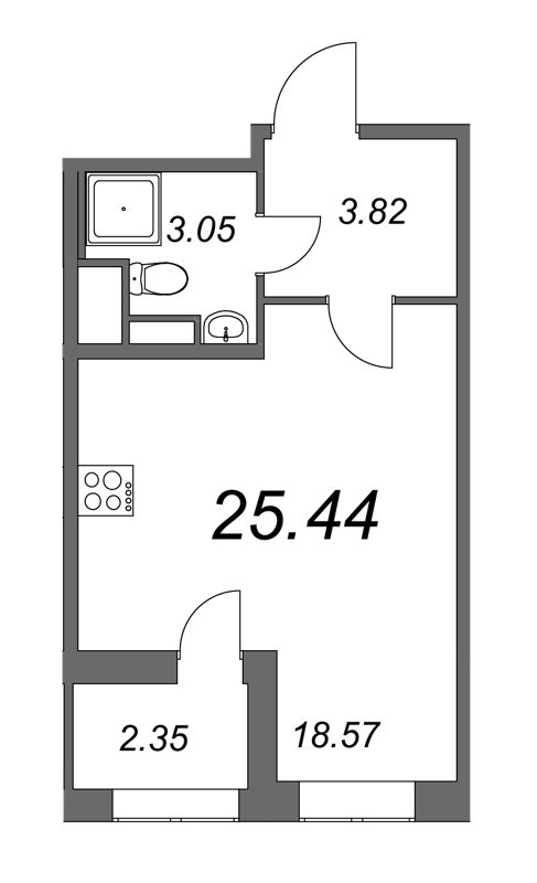Студия 25,1 м²