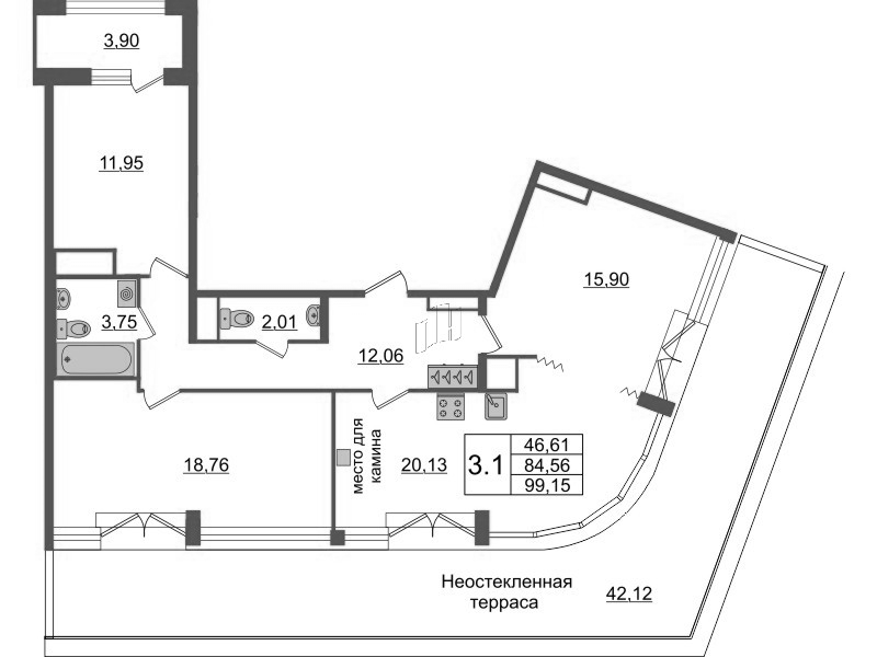 3 ккв (Евро) 85 м²