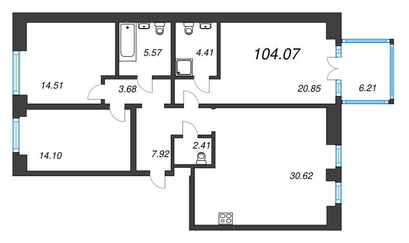4 ккв (Евро) 104,1 м²