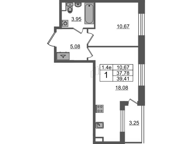 2 ккв (Евро) 37,8 м²