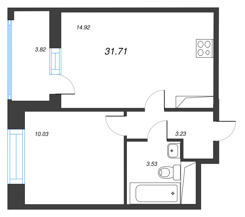 1 ккв 31,7 м²