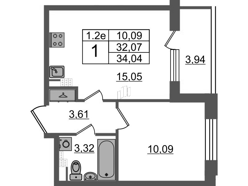2 ккв (Евро) 32,1 м²