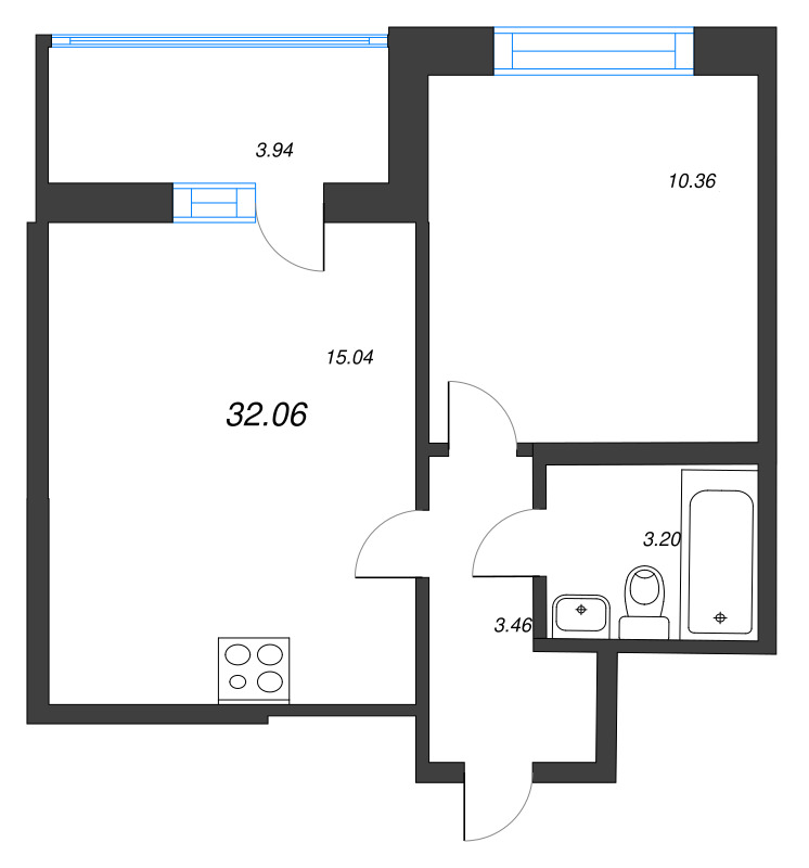 2 ккв (Евро) 32,1 м²