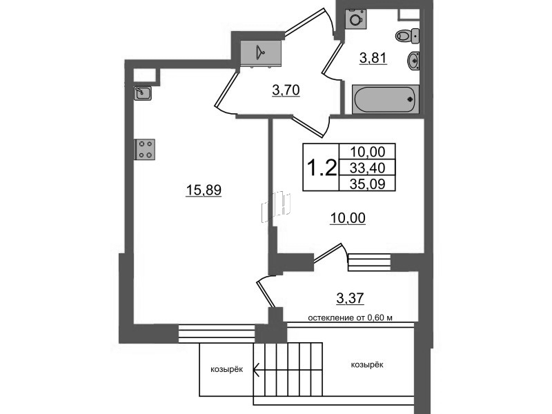 2 ккв (Евро) 33,4 м²