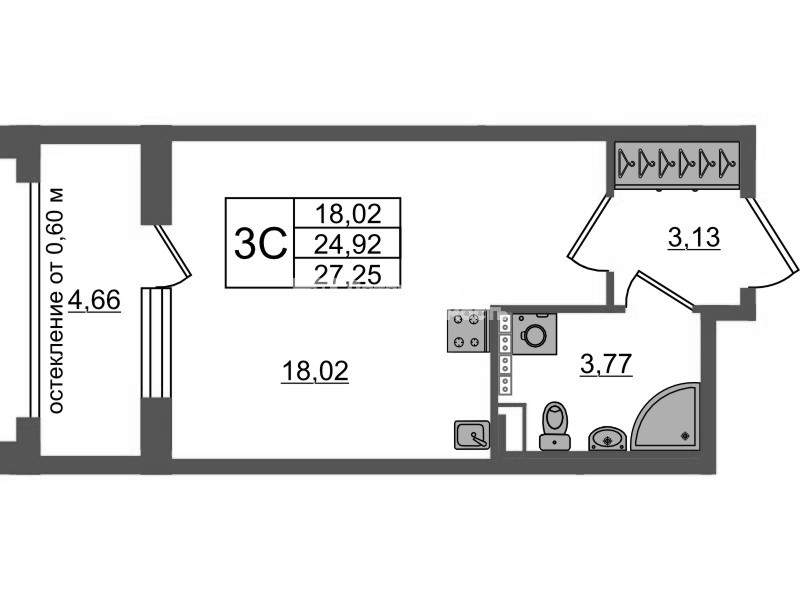 Студия 24,9 м²