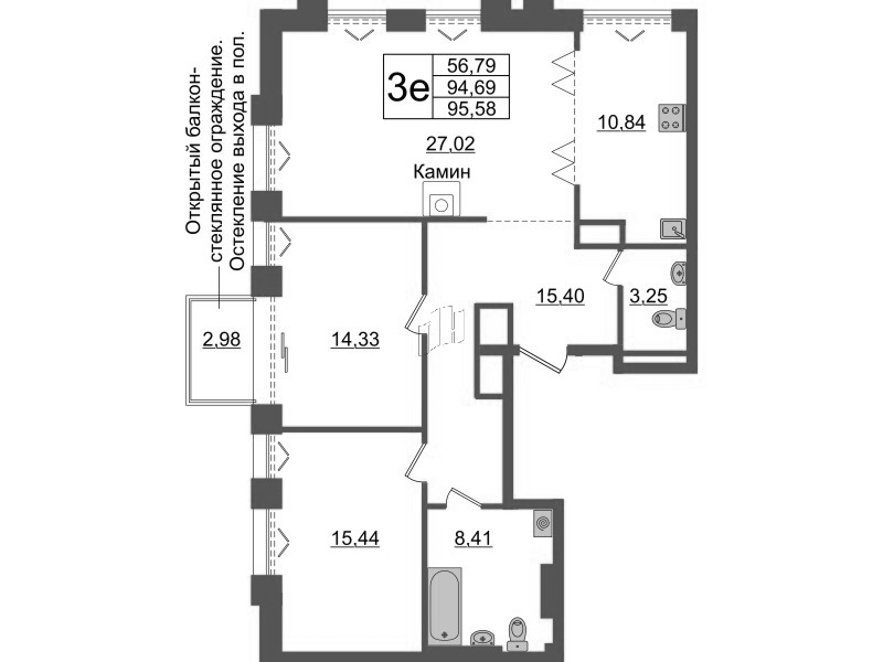 3 ккв (Евро) 94,7 м²