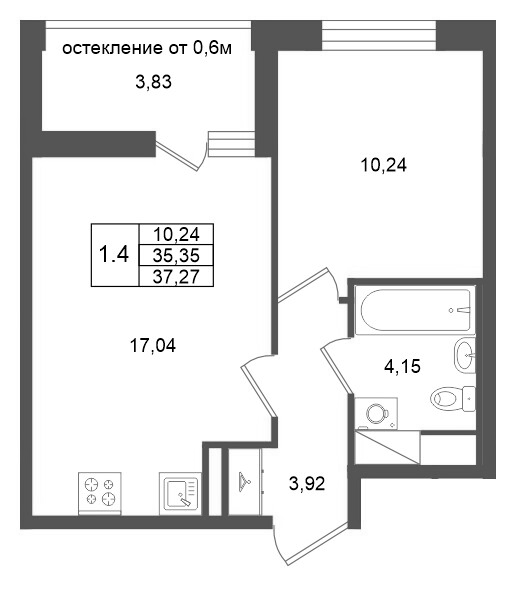 2 ккв (Евро) 35,4 м²