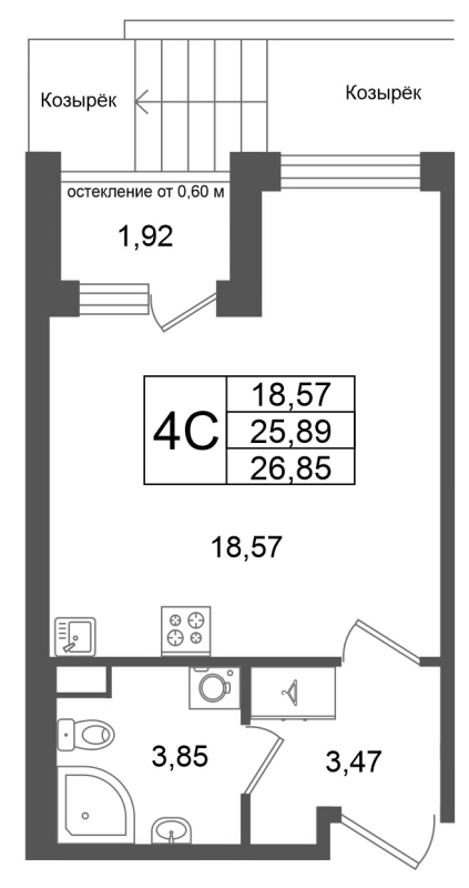 Студия 25,9 м²