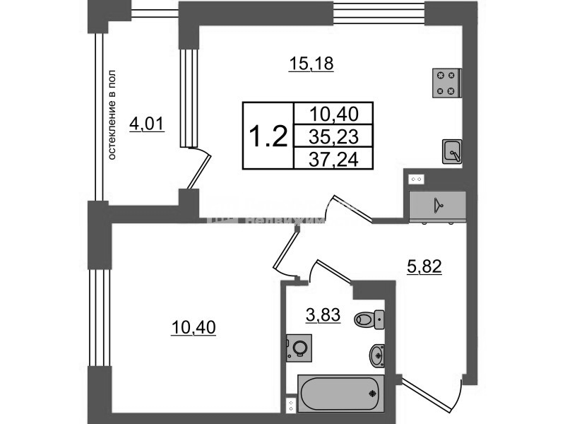 2 ккв (Евро) 35,2 м²