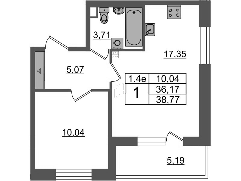 2 ккв (Евро) 36,2 м²