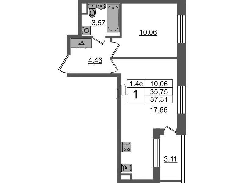 2 ккв (Евро) 35,8 м²