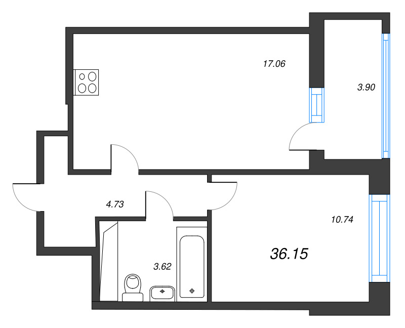 2 ккв (Евро) 36,2 м²